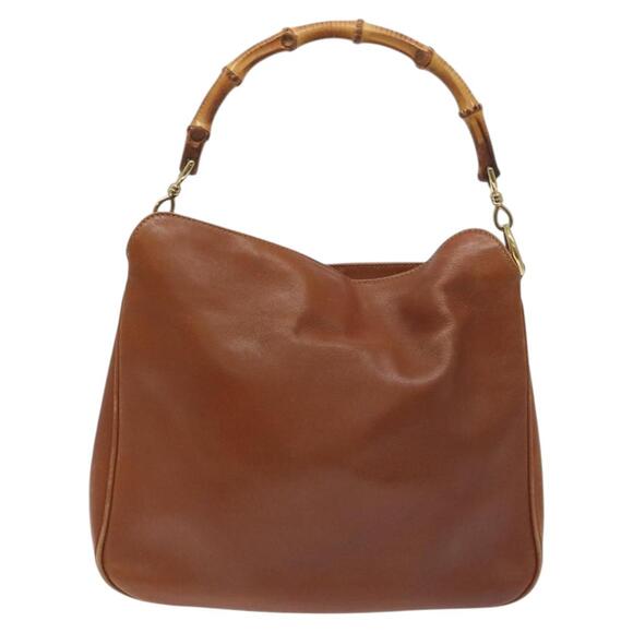 GUCCI Bamboo Shoulder Bag Leather Brown Gold 001 1448 001 1448 - Picture 3 of 16